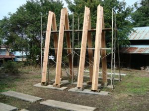 宇都宮市で平家を建てる過程「焼杉(外壁)製作」２